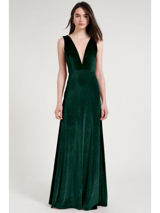Jenny Yoo Dresses & Skirts - Jenny Yoo Logan Formal Stretch Velvet Deep V Emerald